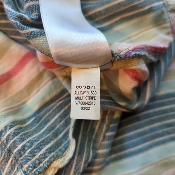 Old Navy All Day Maxi Swing Dress Small Stripes Tie Shoulder Beach Pockets - Picture 8 of 8